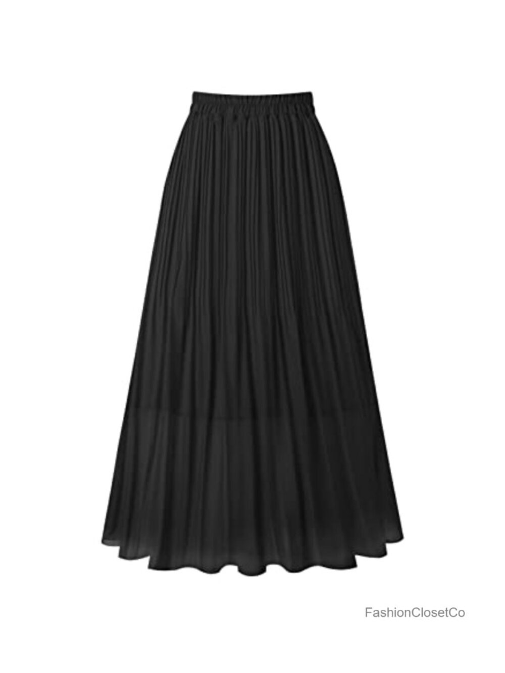 Pleated Chiffon A-Line Midi Skirt High Waist Lined